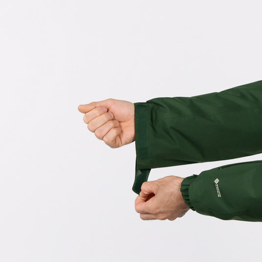 袖口のフィット感を調節でき、冷気や雪の侵入を防ぎます