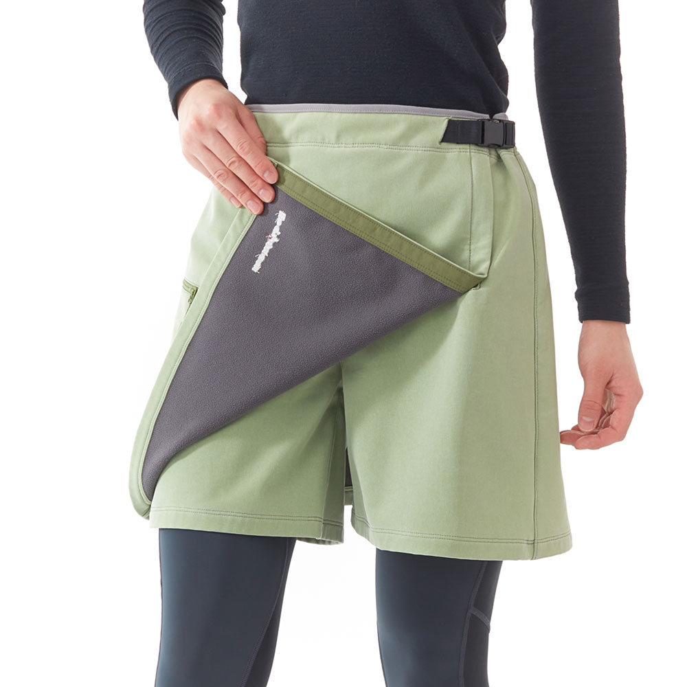 WOMENs XL  モンベル ノマド ラップ ショーツ 巻きスカート風 ショートパンツ クリマプロ 防風フリース ソフトシェル MONTBELL 1105524 グレー系
