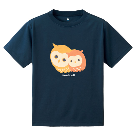 コットンT Kid's フクロウ親子 100-130 ネイビー