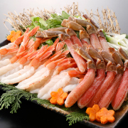 老舗蟹屋が選ぶ海の幸2種 しゃぶしゃぶセット ( 生ずわいがに棒肉  / アルゼンチン赤エビ 開き)（他品番との同時購入不可）