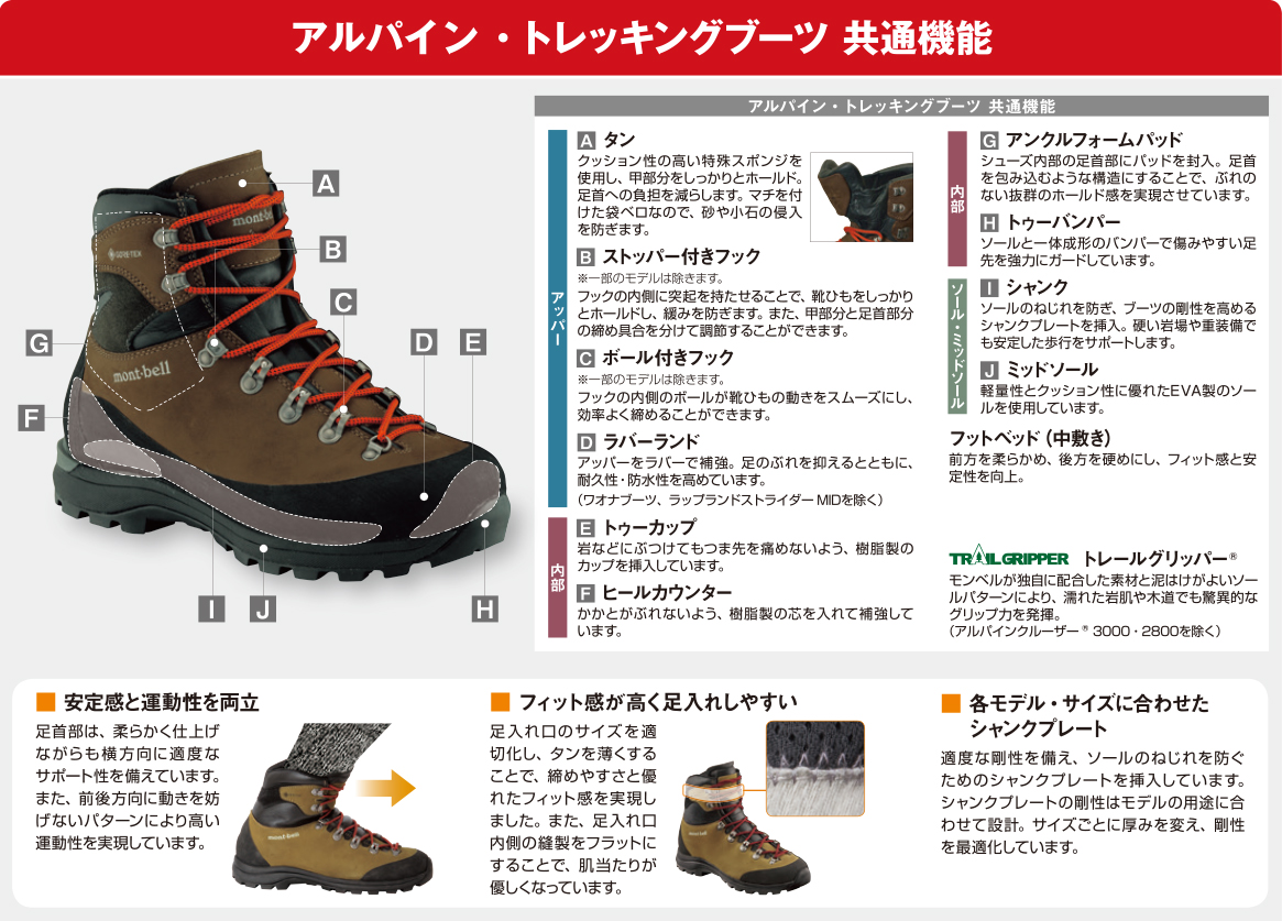 ひし型 mont-bell マウンテンクルーザー400 登山靴 通販